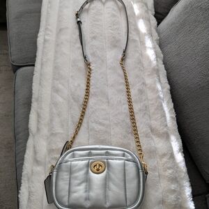Coach Metallic Crossbody Bag with Gold Chain